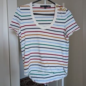 Veronica Beard Multicolor Striped Women's Top With Gold Buttons